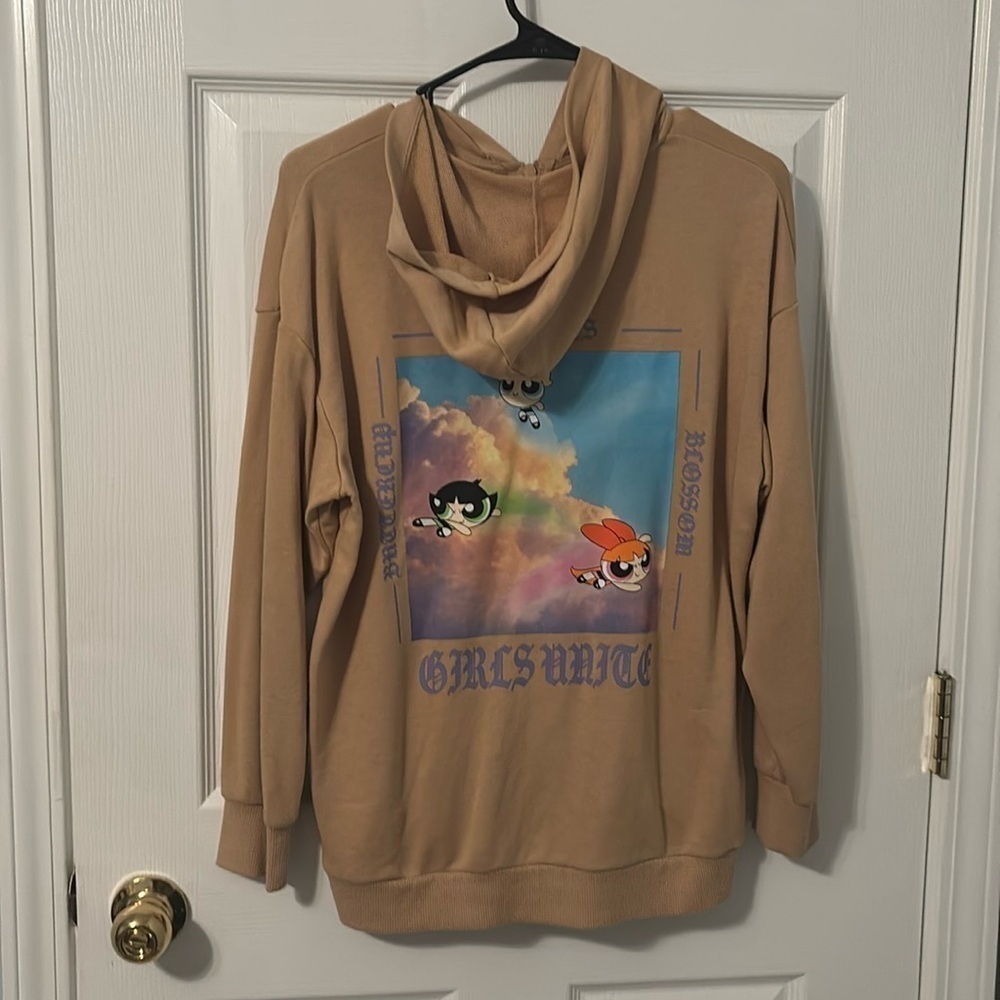 Power puff Girls tan hoodie Sz 12-14